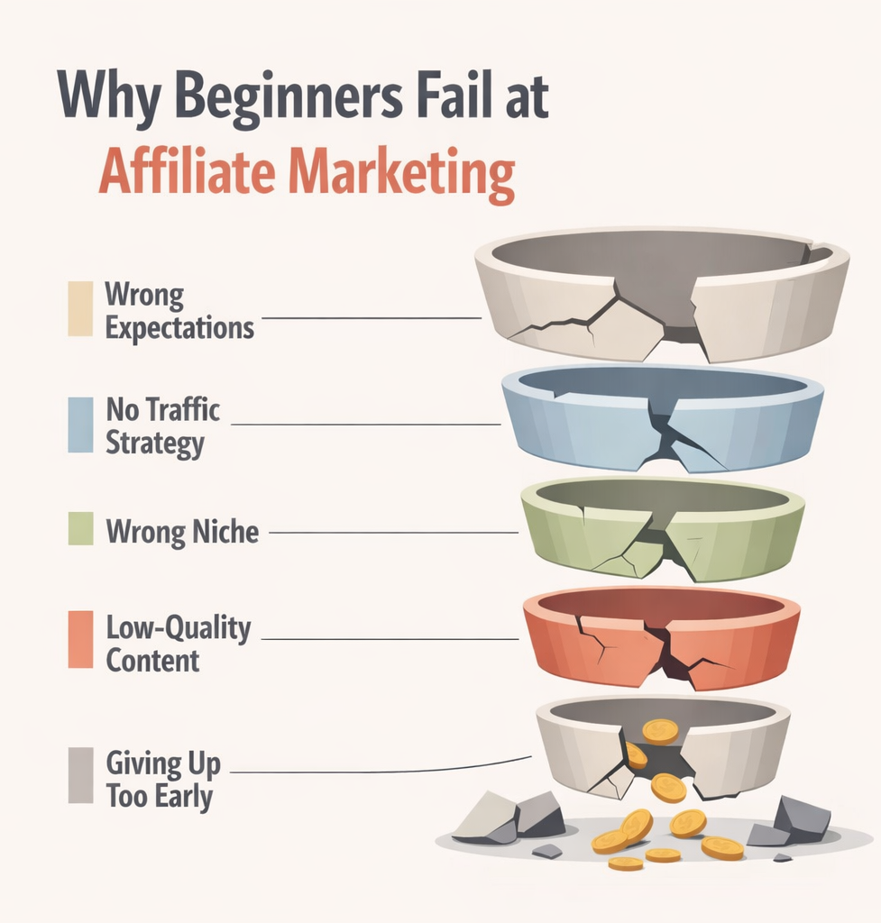 why most beginners fail in affiliate marketing


